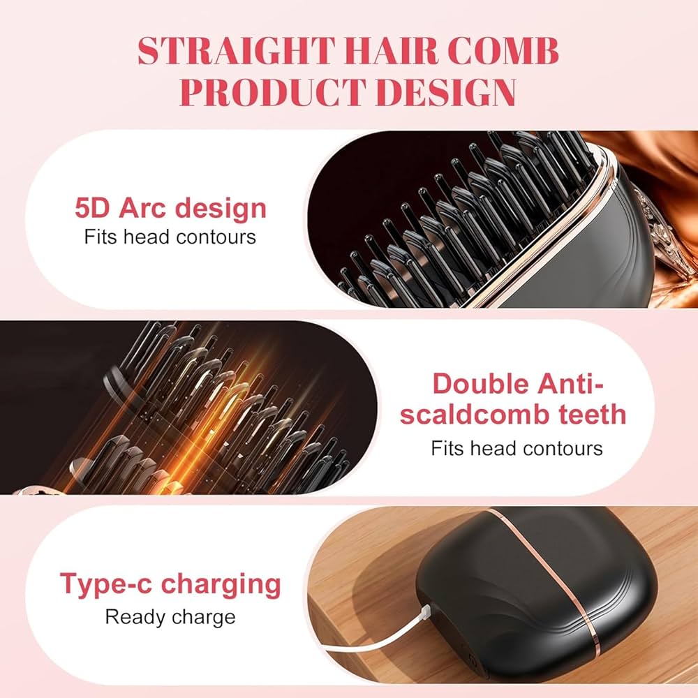 Mini Cordless Hair Straightener Brush