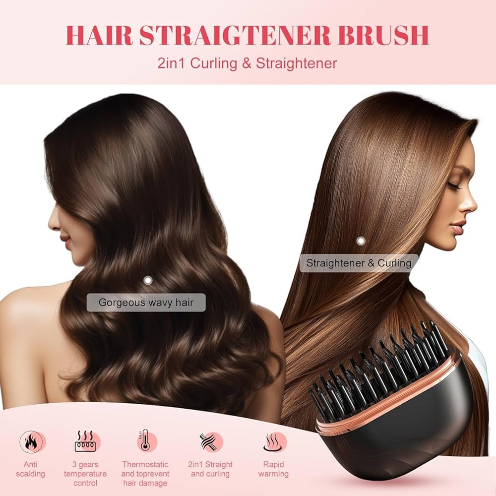 Mini Cordless Hair Straightener Brush